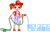 Cute girl Welcome  Willkommen bienvenue animated gif water watering niedlich
