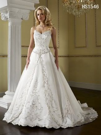 Beaded and very pretty wedding gown.