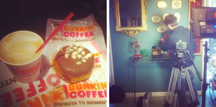 Dunkin Coffee My Showroom, Instagram Priscila Betancort, Carlos Toun, Fashion Blogger, Dunkin Coffee, ebay españa, grabando,